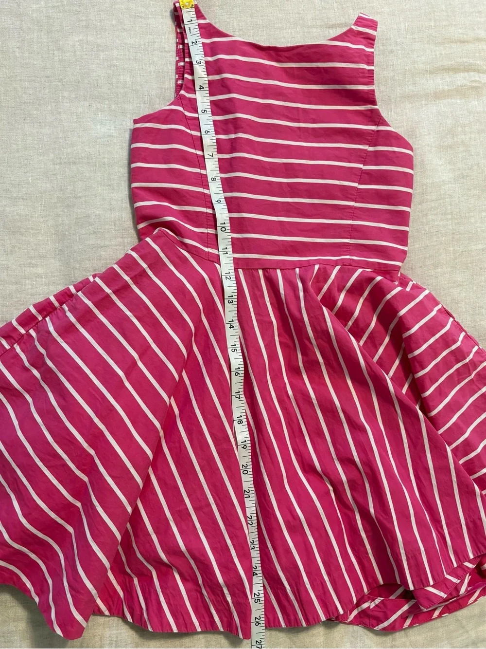 Polo Ralph Lauren Girls Pink White Striped Sleeveless Fit & Flare Dress